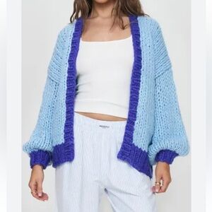 Princess Polly Lester Knit cardigan blue